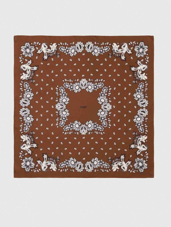 Bandana print silk scarf