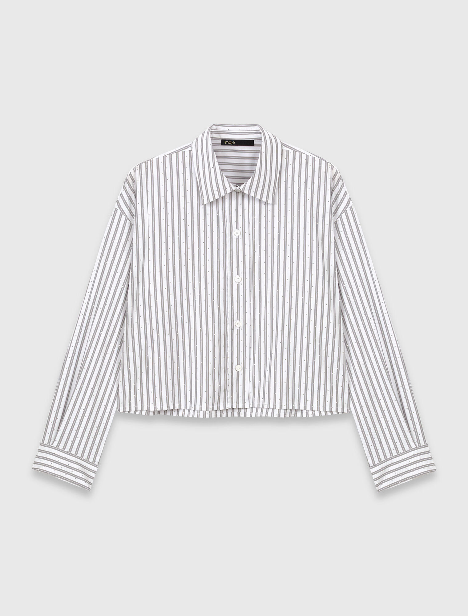 Striped rhinestone shirt with tie