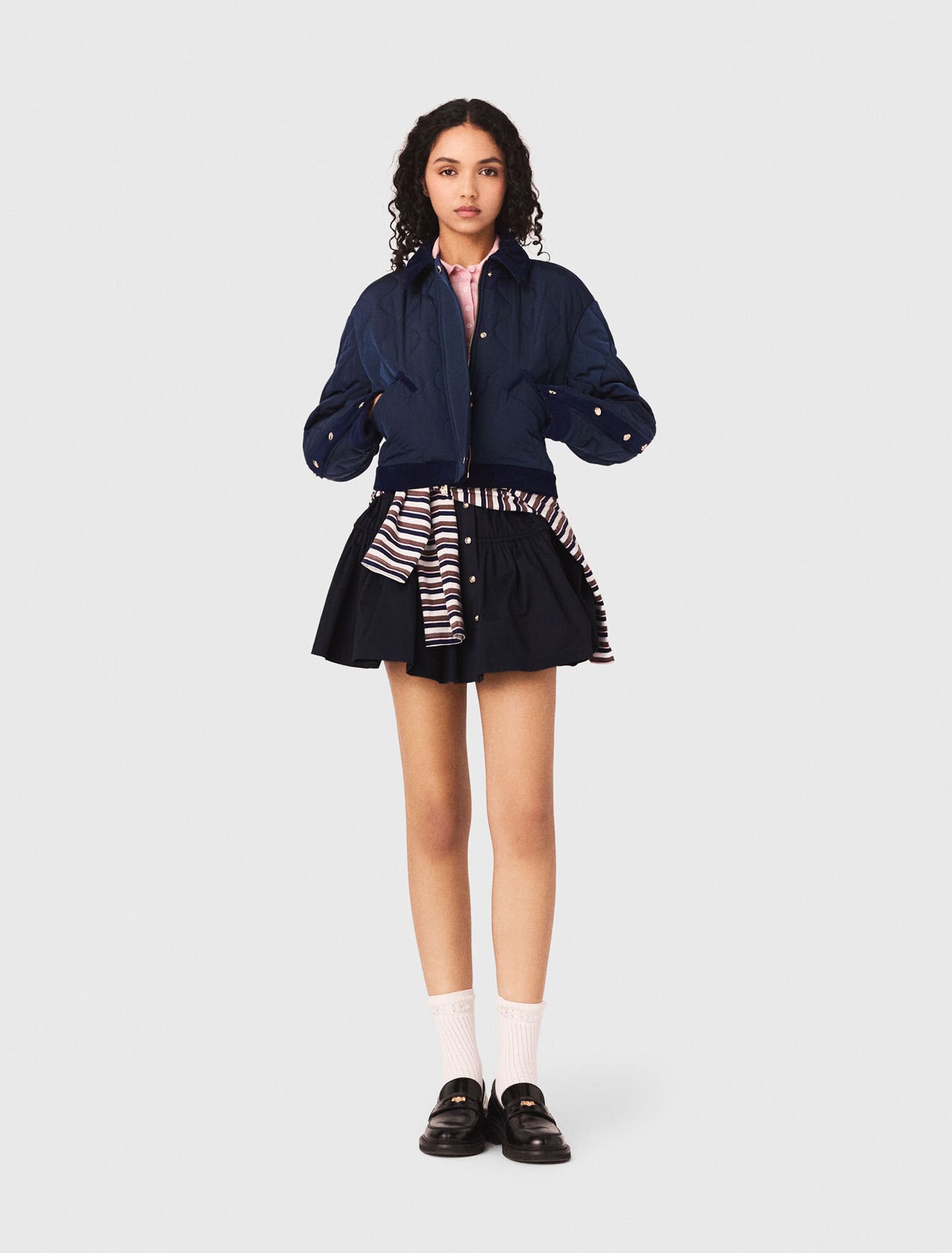 Quilted jacket with velvet details