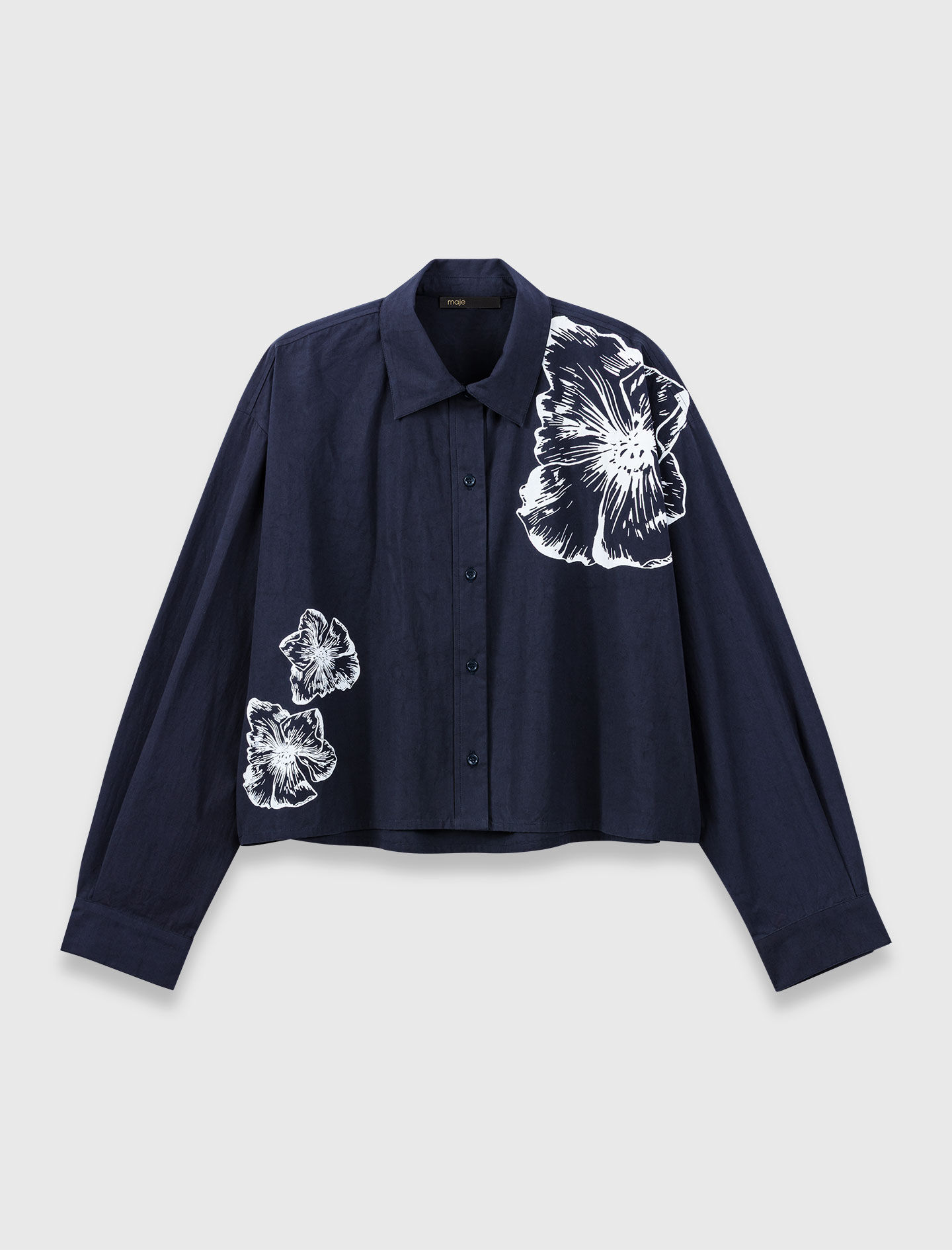 Cropped cotton shirt Navy for Women | Maje