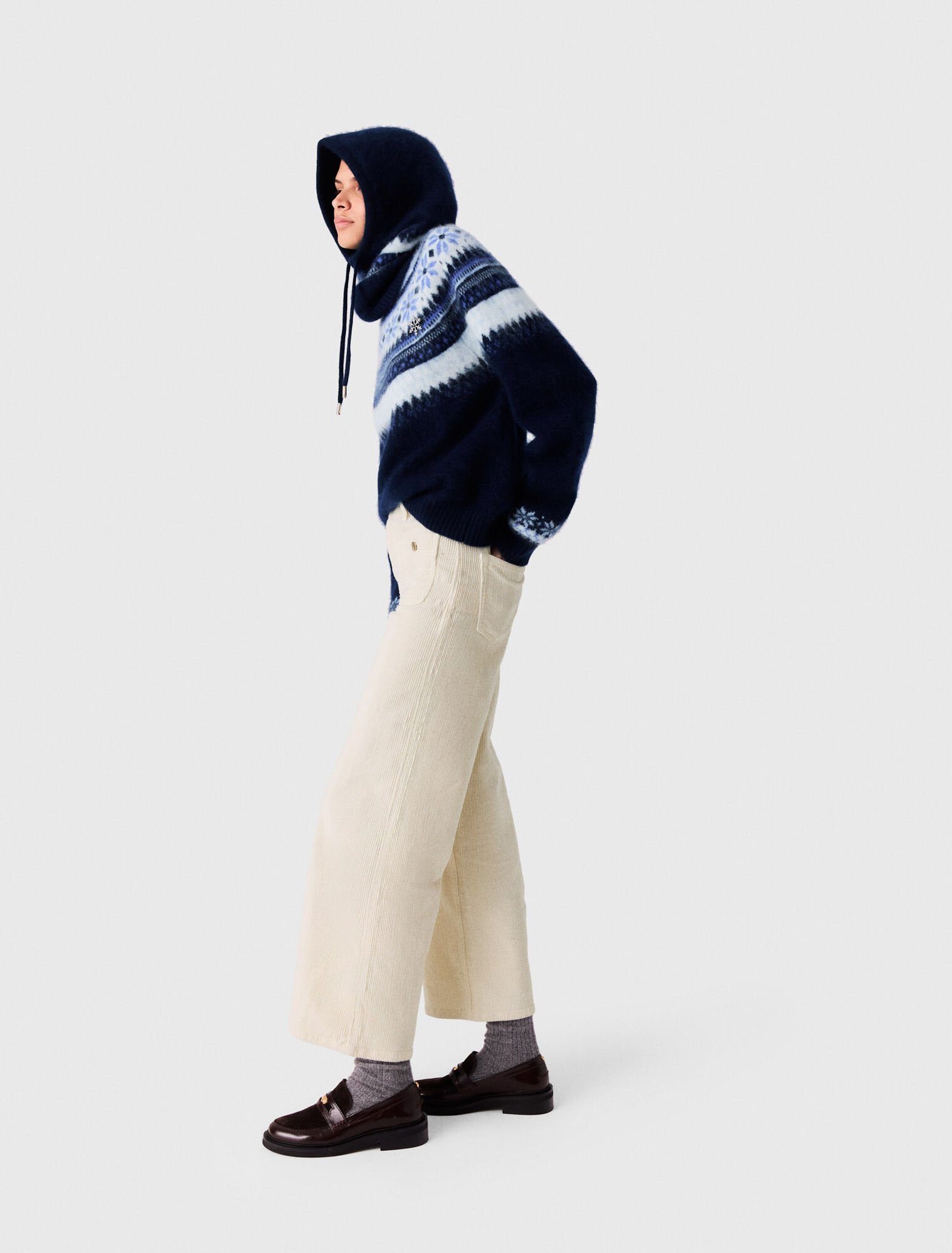 Wide-leg corduroy trousers