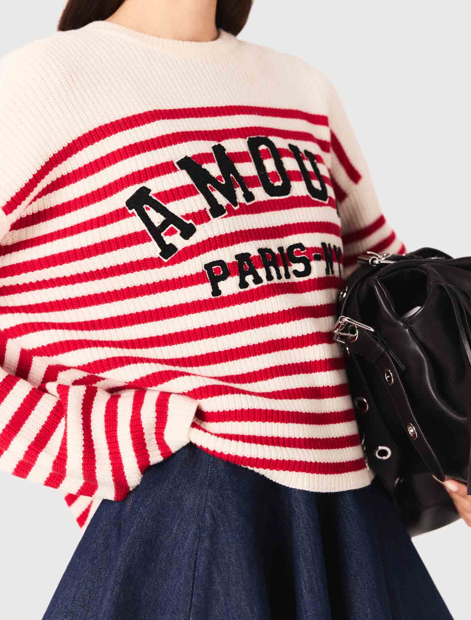 Striped rib knit jumper