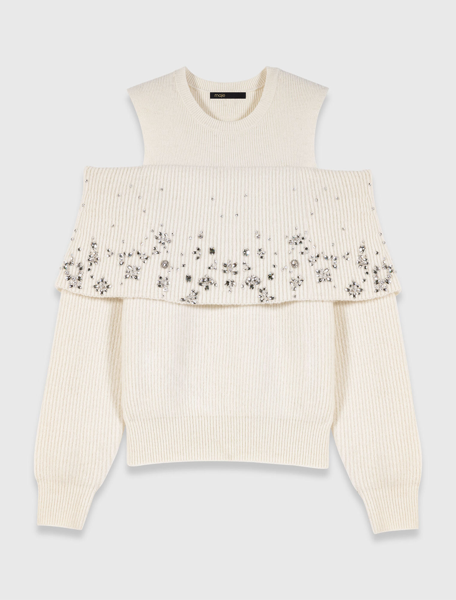Off-the-shoulder jumper with jewellery