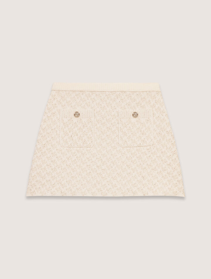Tweed-effect knitted skirt