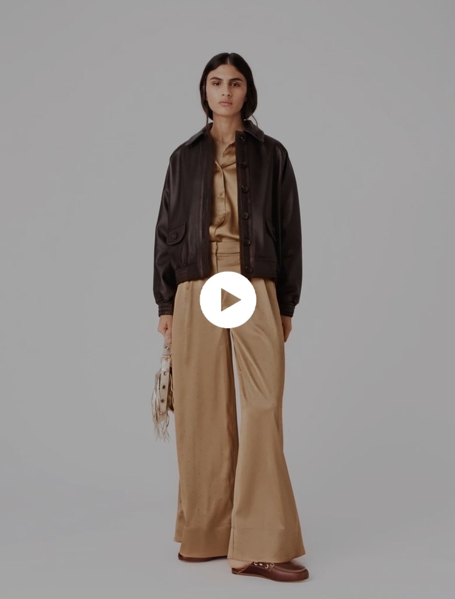 Rhinestone satin trousers