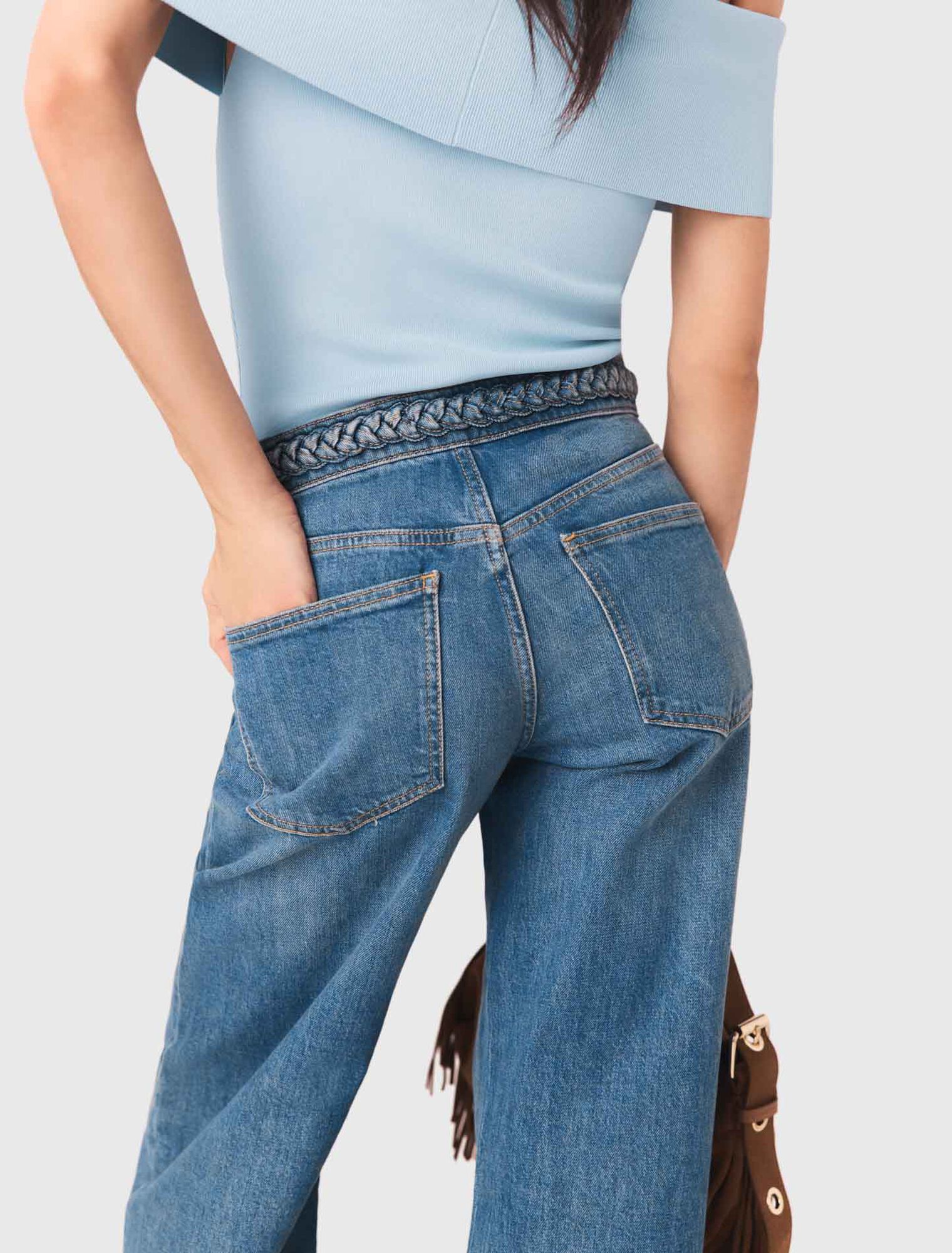 Braided flared jeans