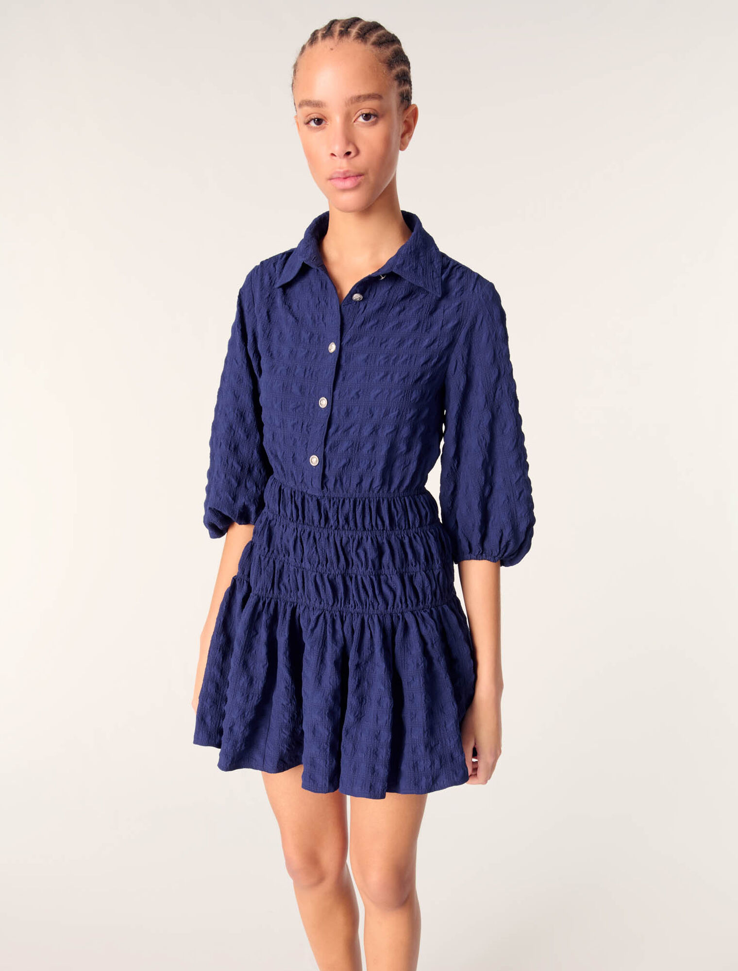 Short satin-effect pleated dress  Short satin-effect pleated dress