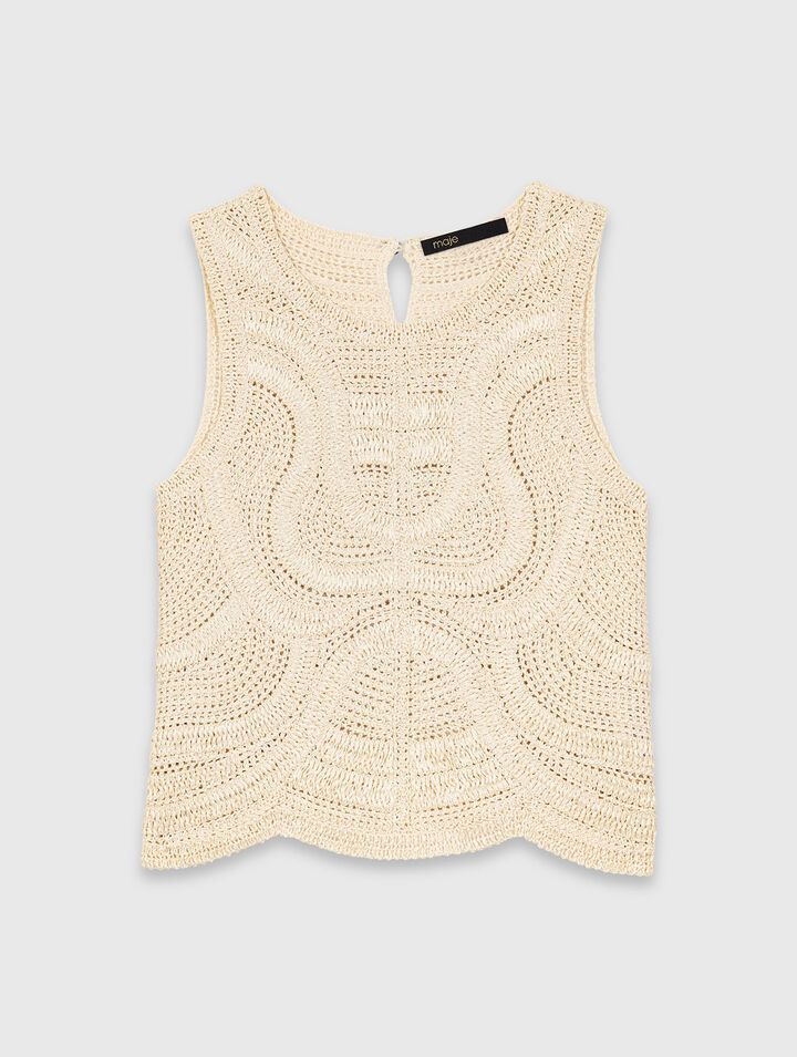 Sleeveless crochet-knit top