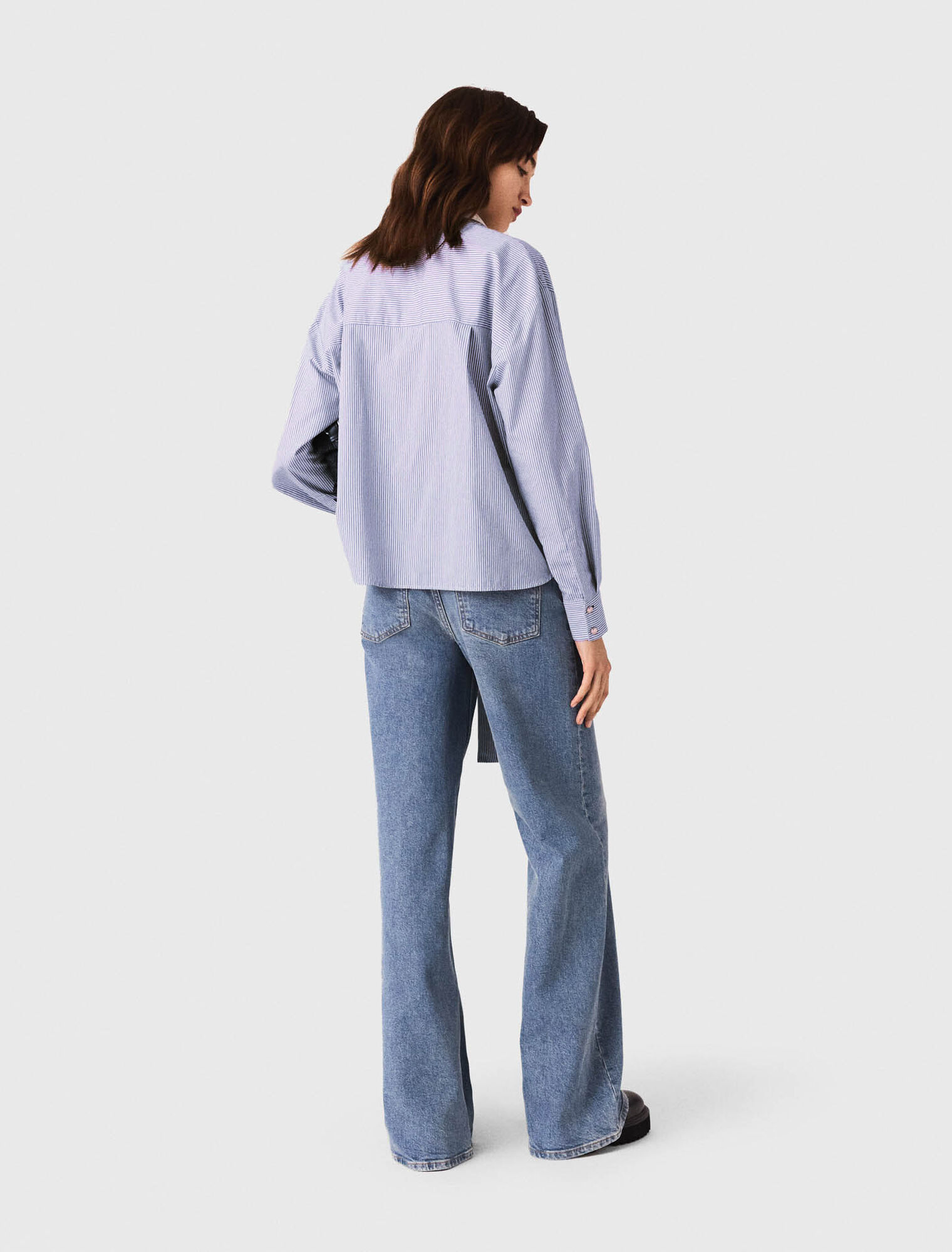 Striped pussy bow shirt