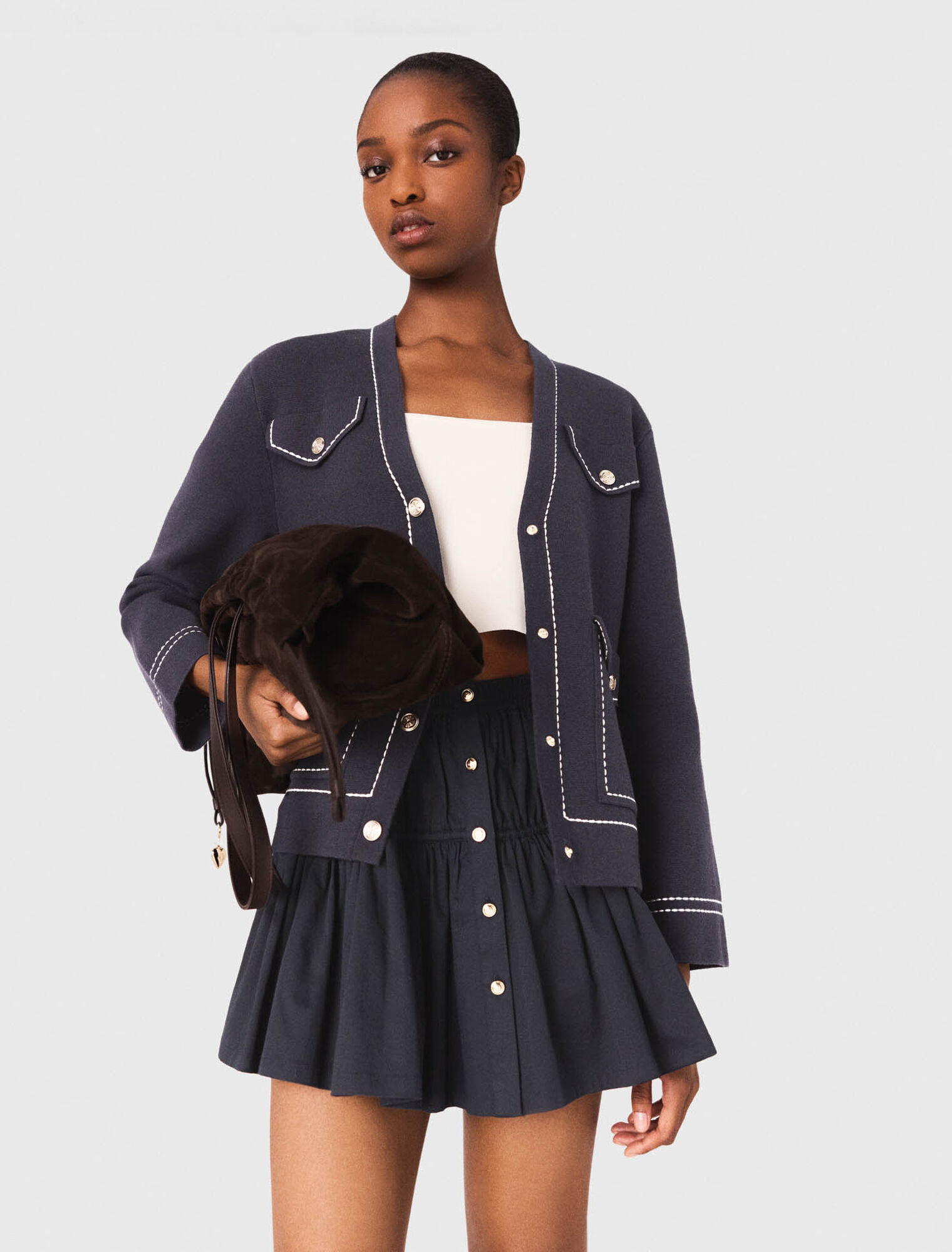 Suede leather M tote bag