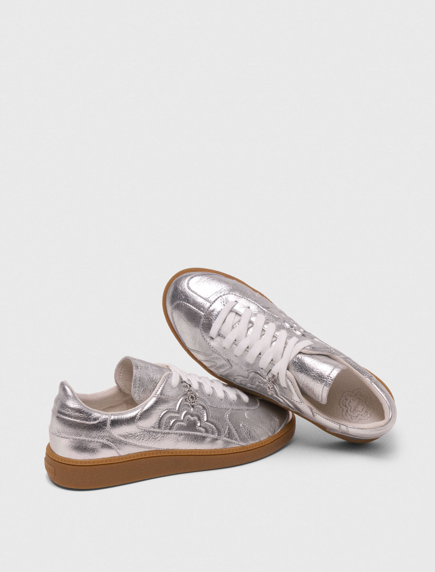 Metallic leather trainers