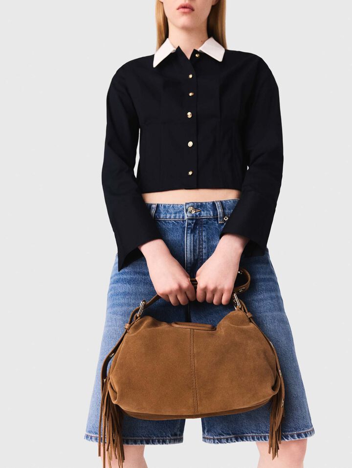 Cropped poplin shirt