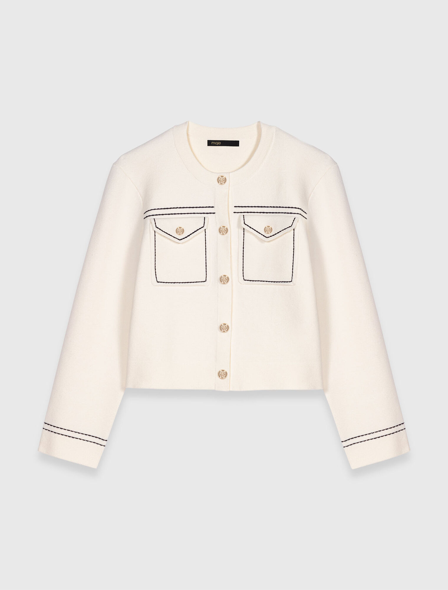 Topstitched cropped cardigan