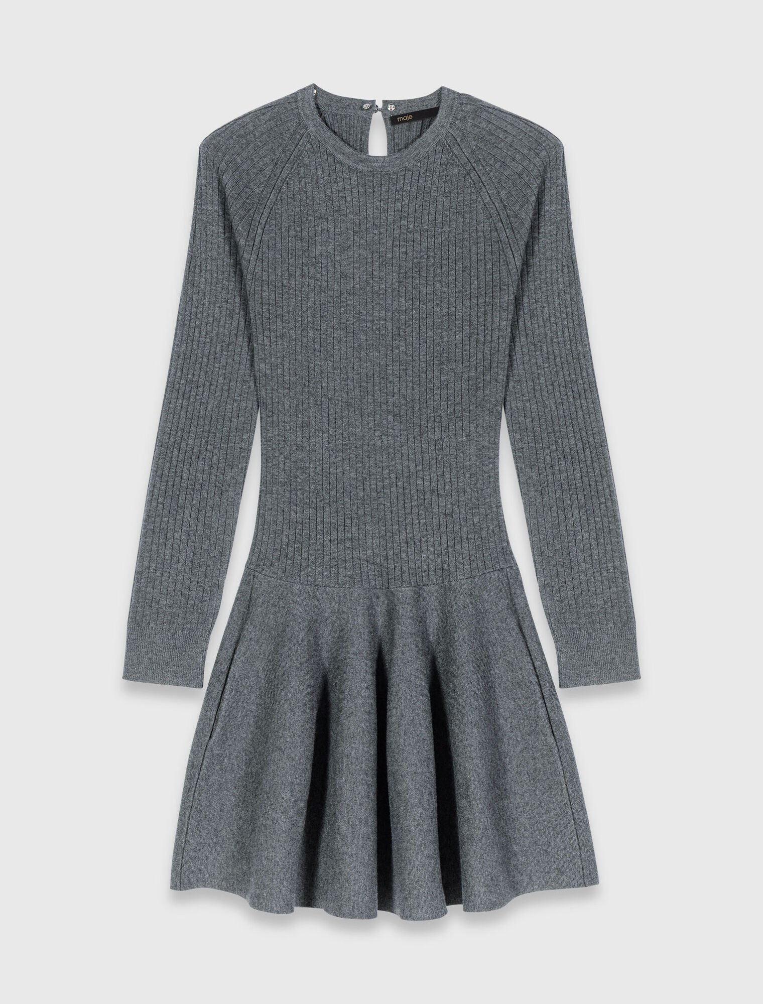 Beaded-collar short knit dress