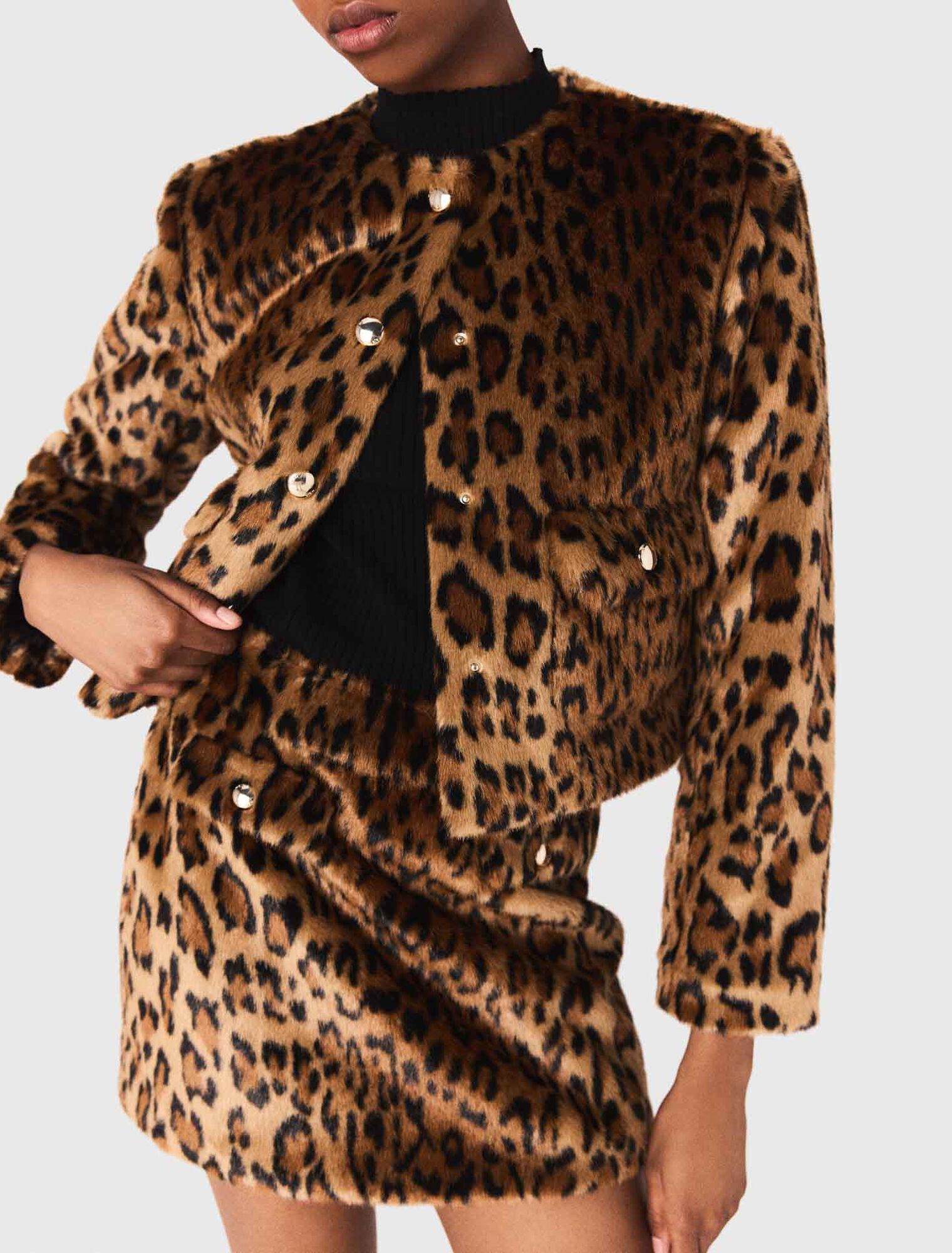 Leopard faux fur jacket