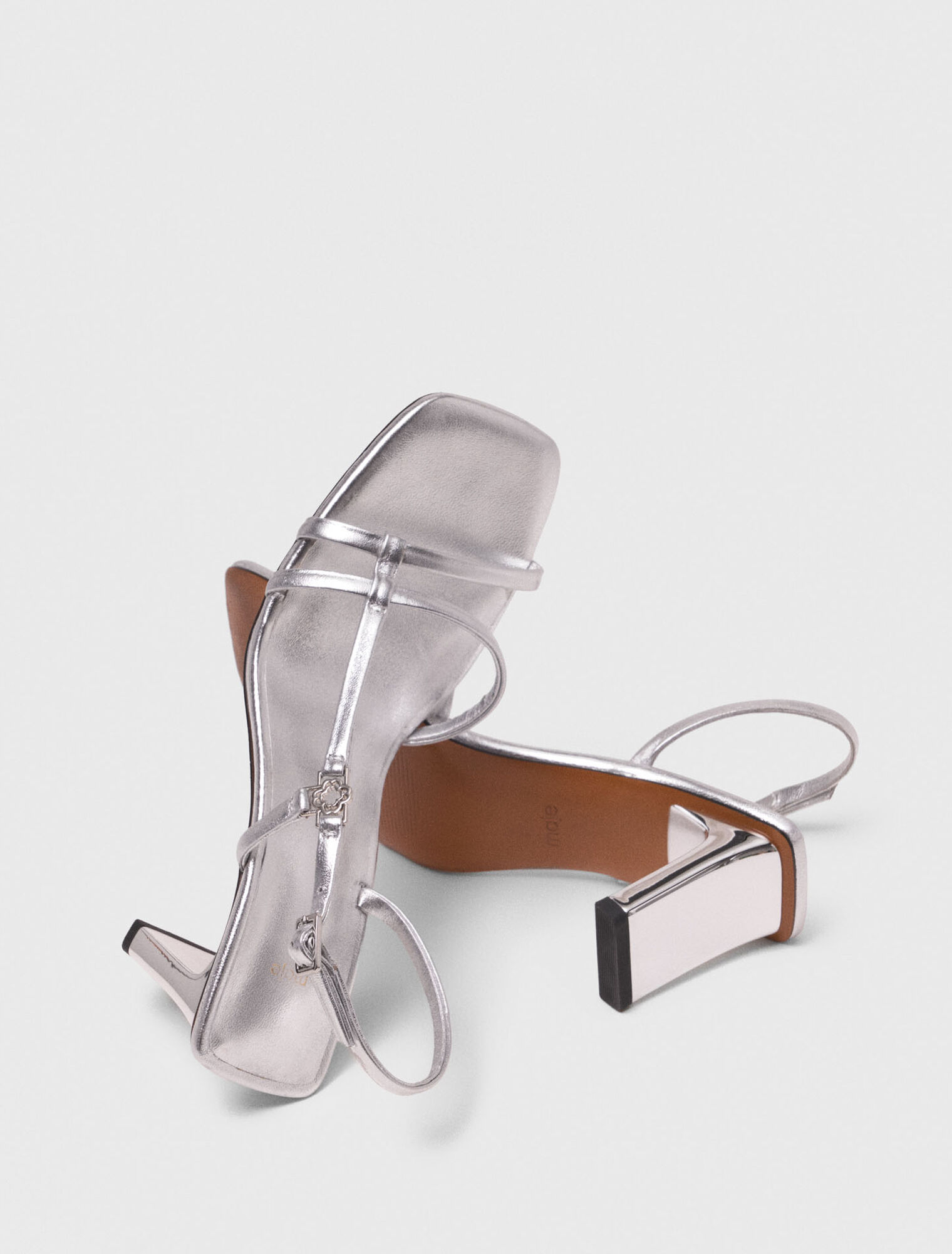 Metallic strappy heeled sandals