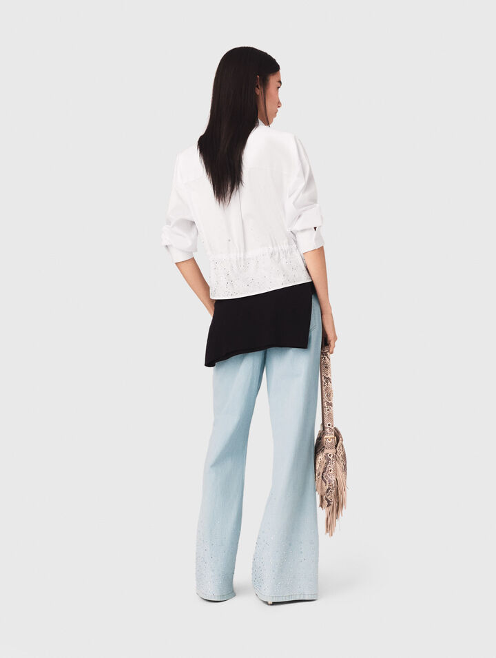 Cotton shirt with rhinestones