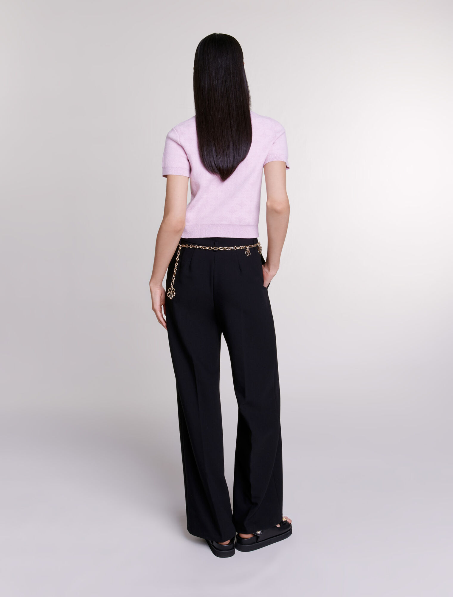 Cropped jacquard knit jumper