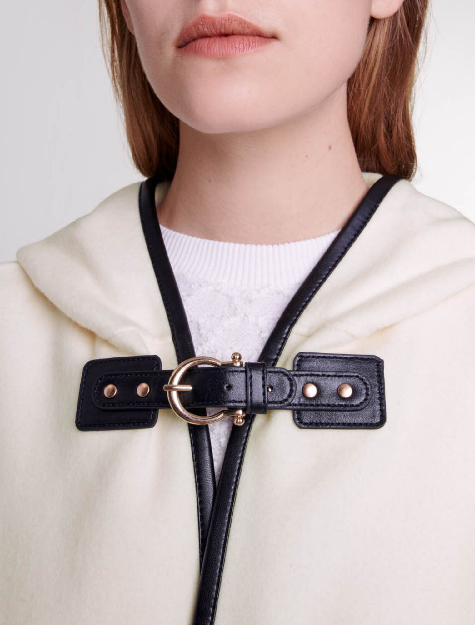 Cape-style wool coat