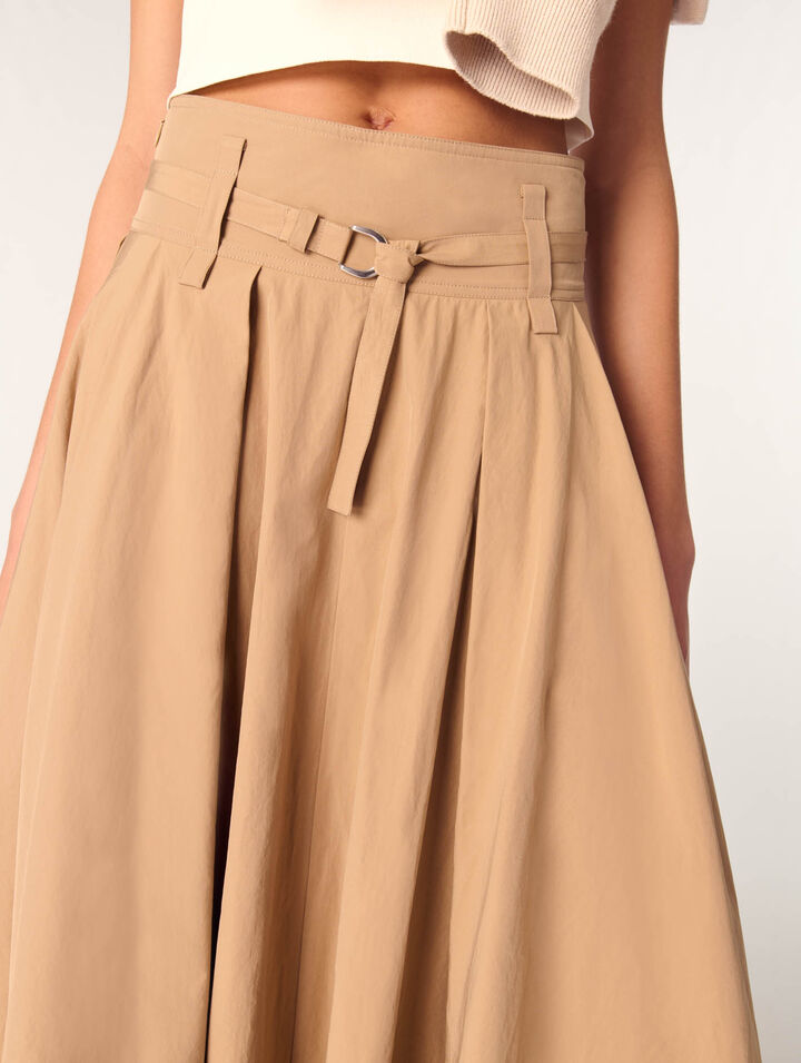 Cotton pleated maxi skirt