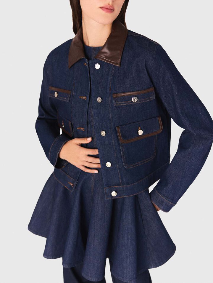 Denim jacket with faux leather Denim jacket with faux leather