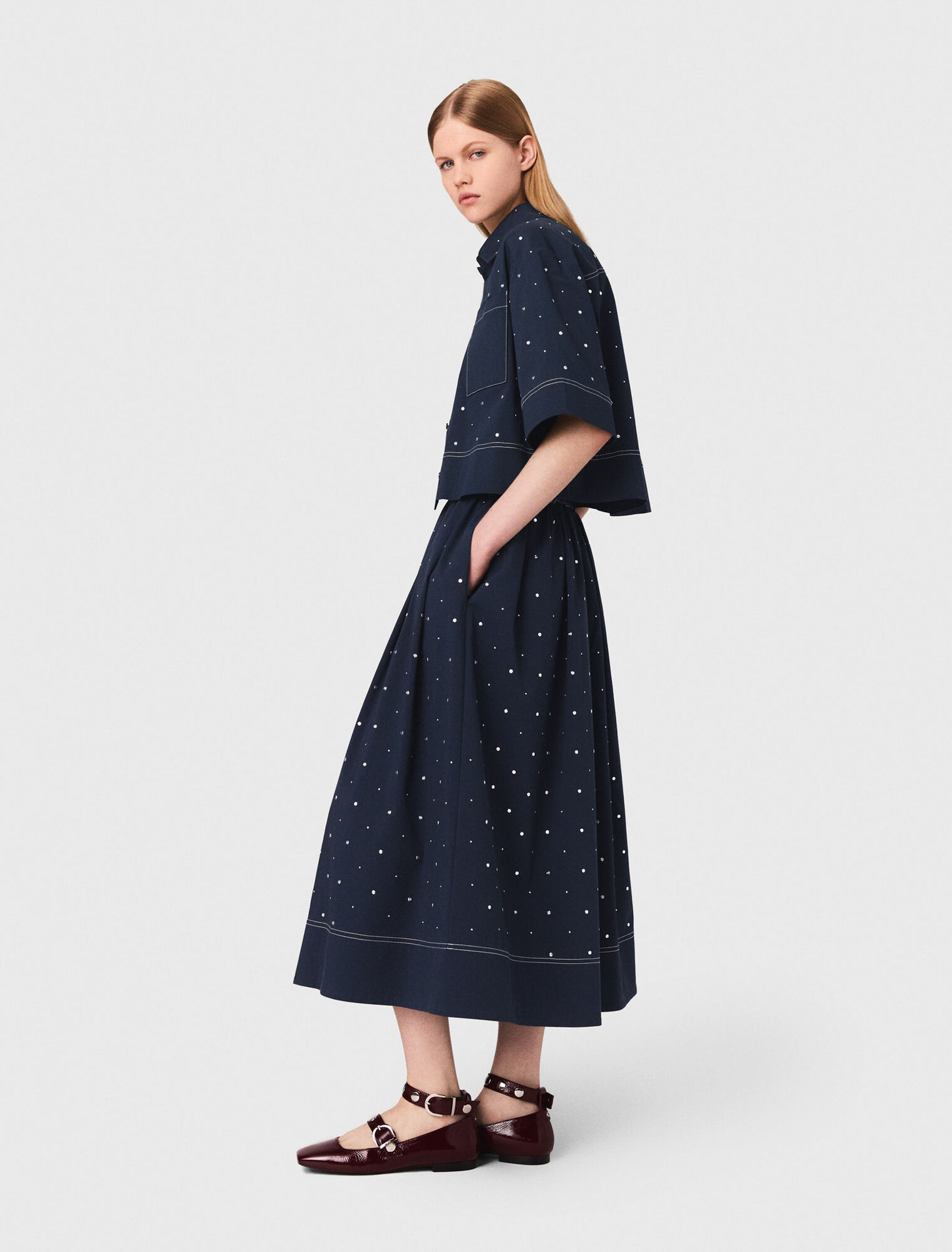 Cropped shirt with studs