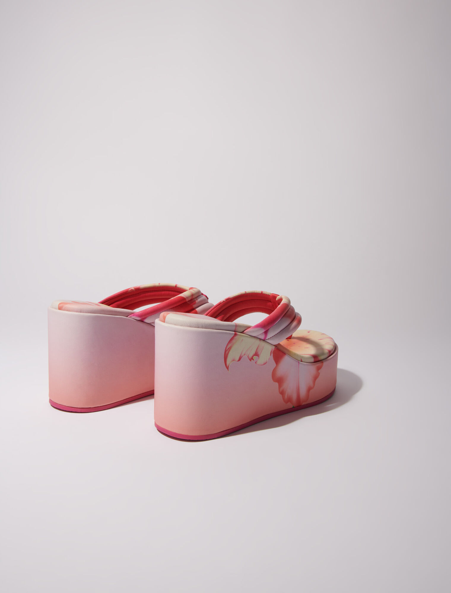 Flower print wedge sandals