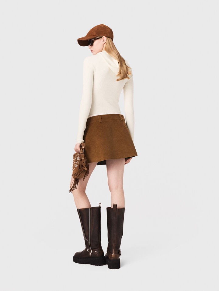 Pleated corduroy mini skirt