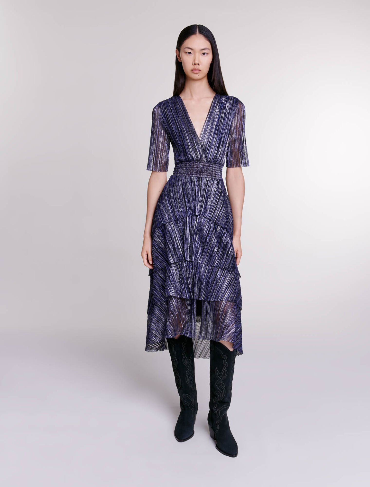 Full lamé dress with ruffles Full lamé dress with ruffles
