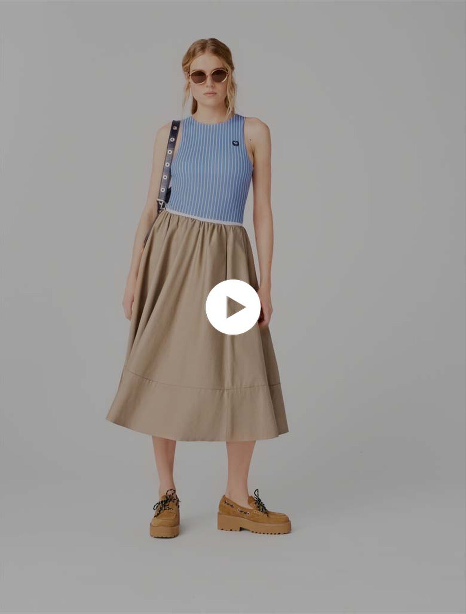 Mid-length cotton skirt