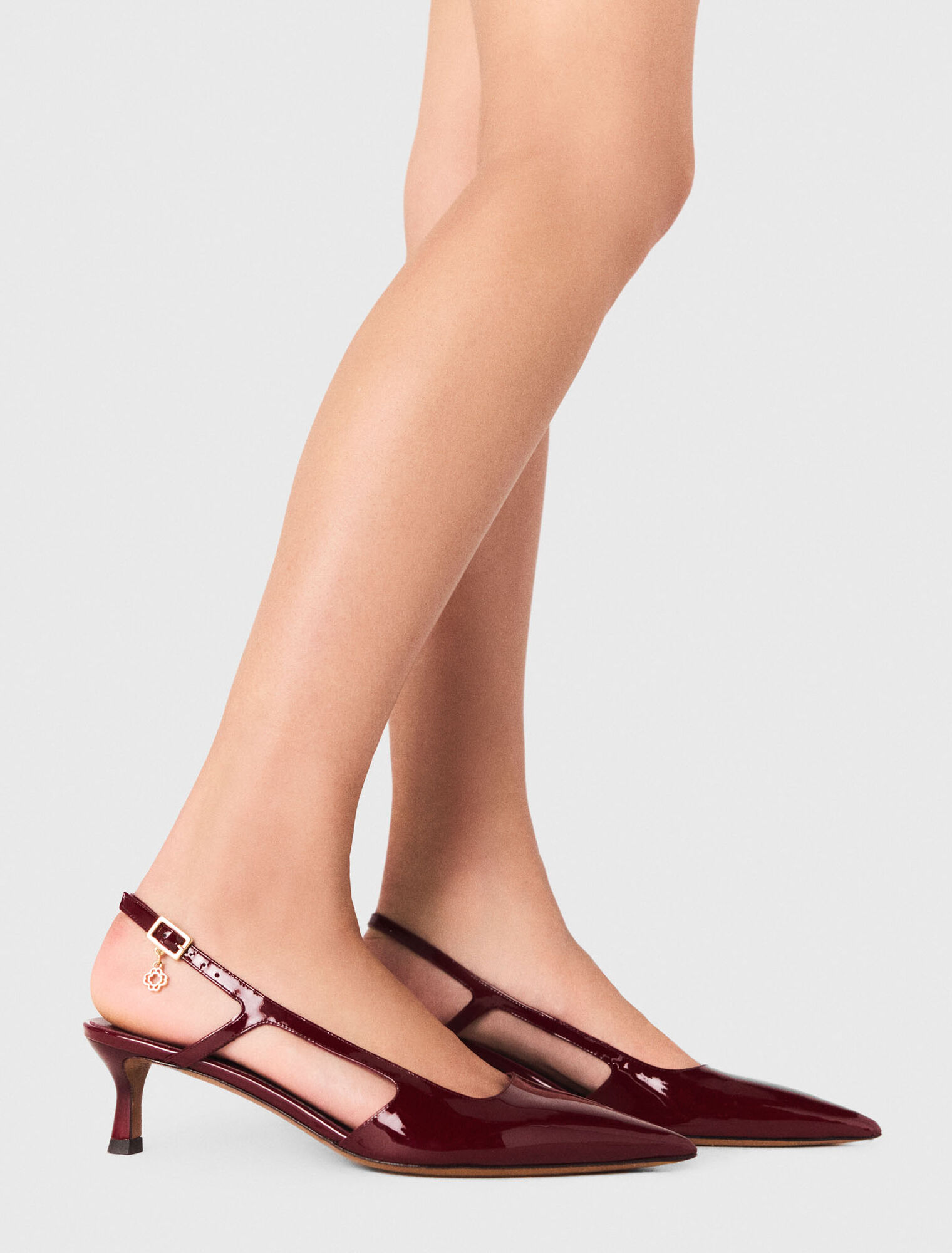 Patent leather slingback pumps