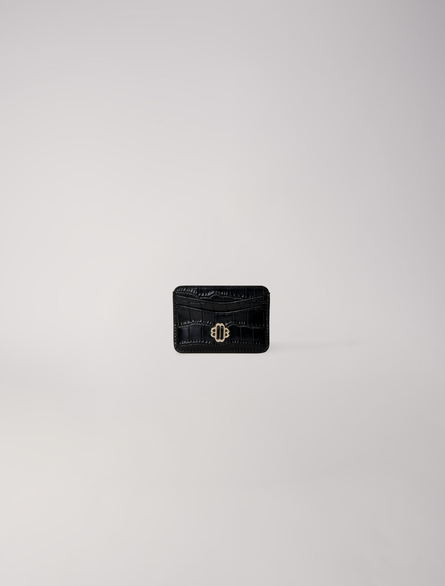 Mock croc embossed leather card case