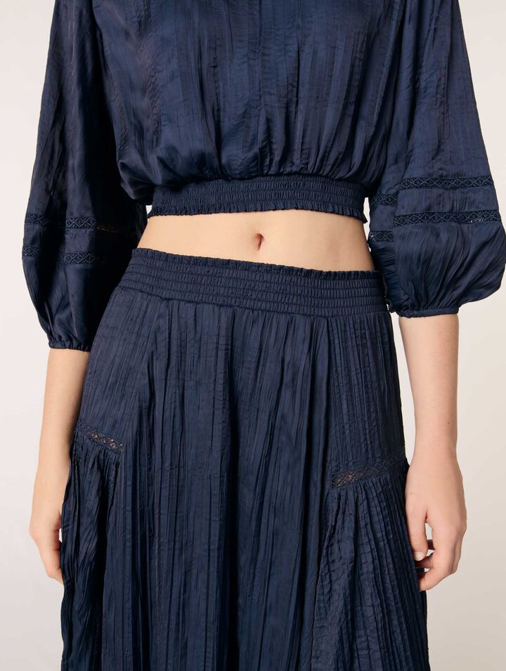 Satin-effect maxi skirt