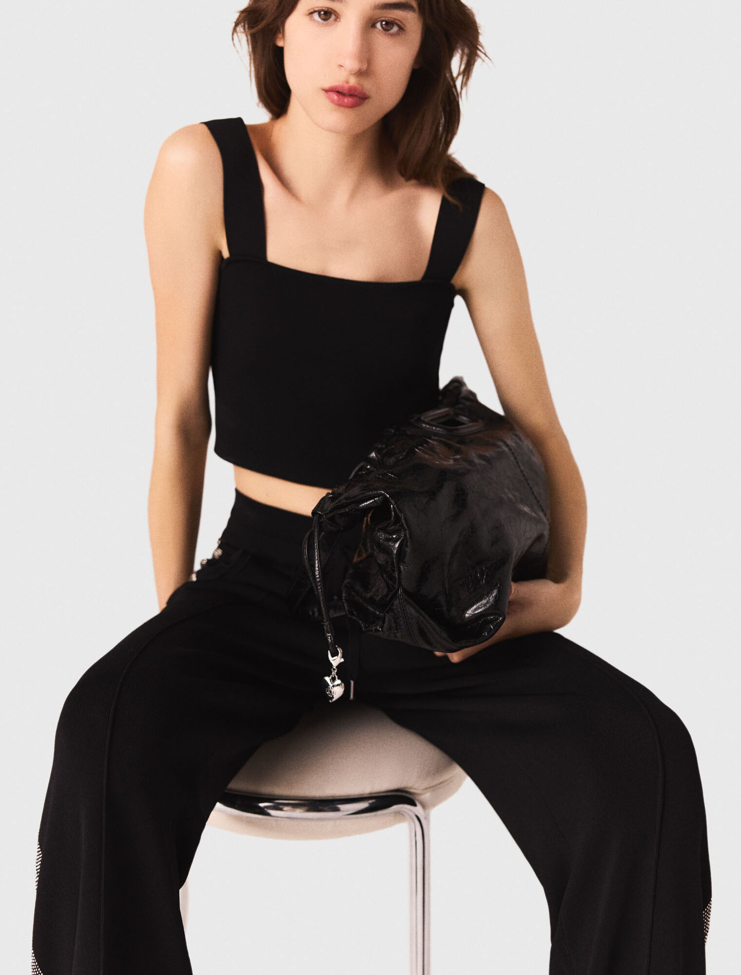 Knitted crop top with straps Knitted crop top with straps