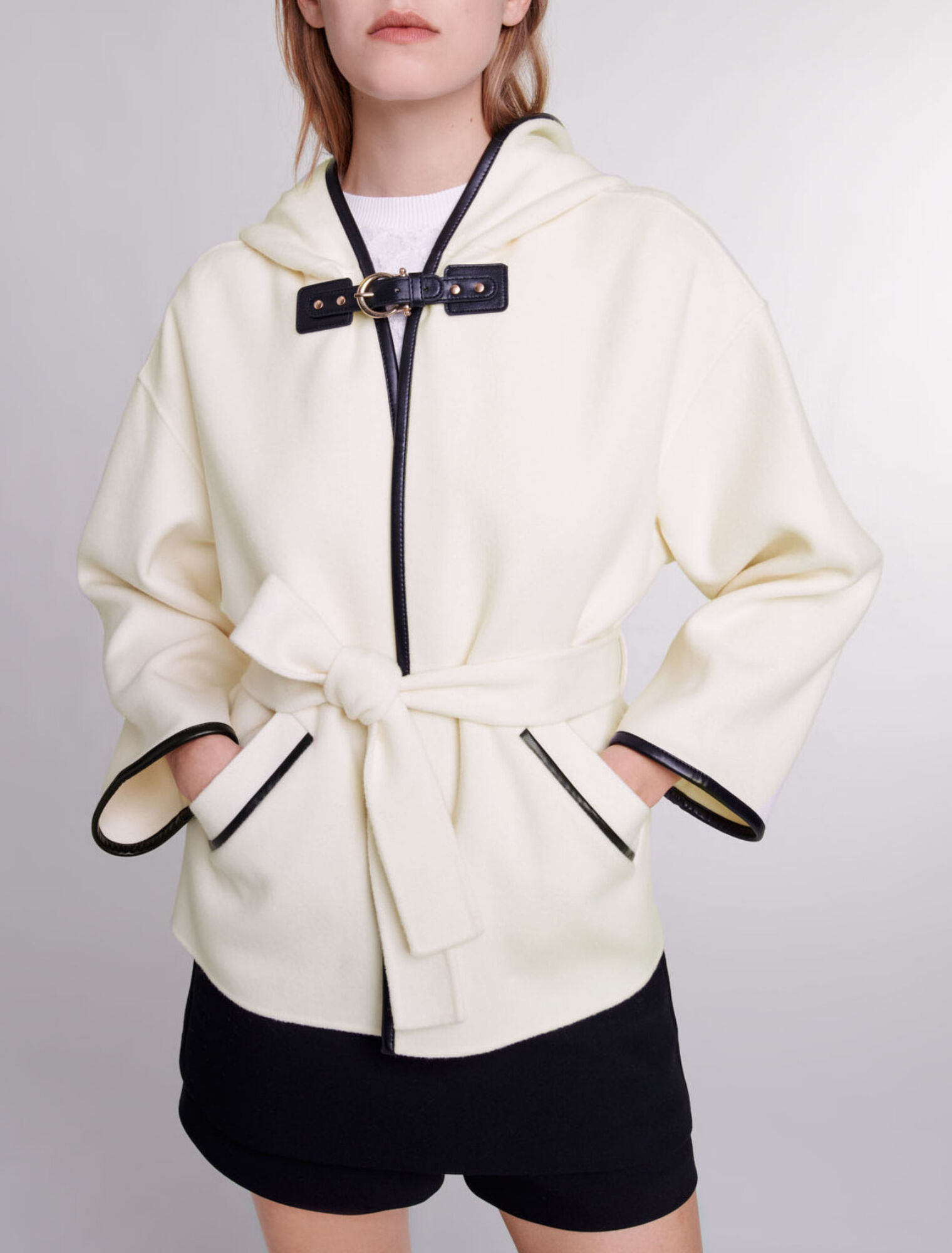 Cape-style wool coat