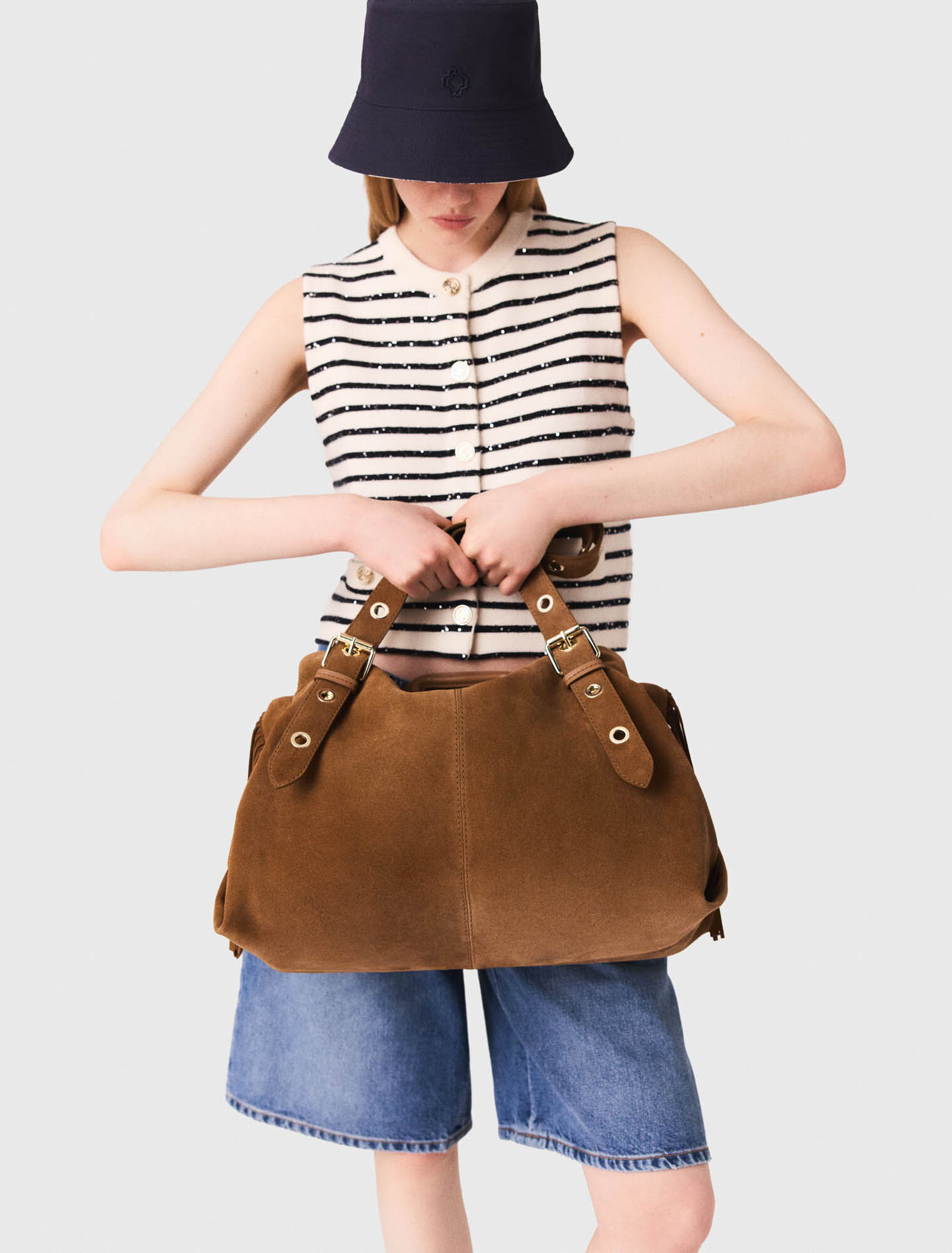 Striped wool blend top