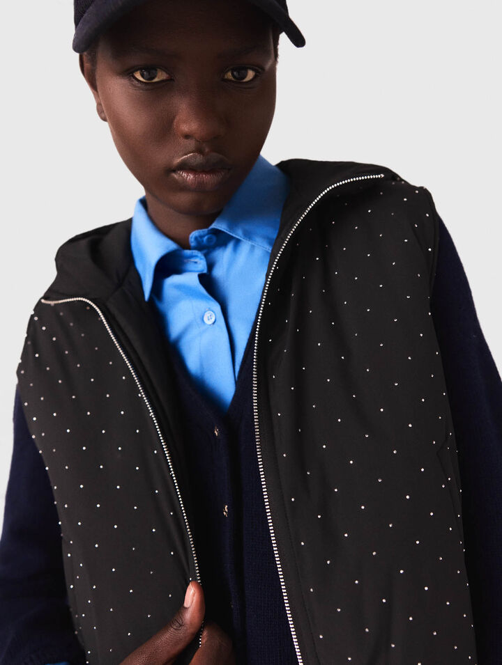 Rhinestone sleeveless puffer jacket Rhinestone sleeveless puffer jacket