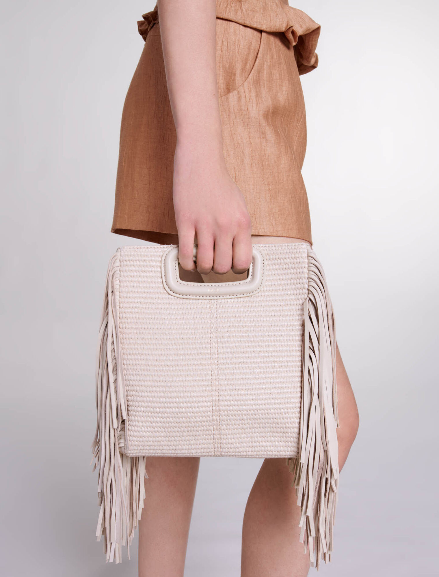 Textile and raffia M bag Textile and raffia M bag