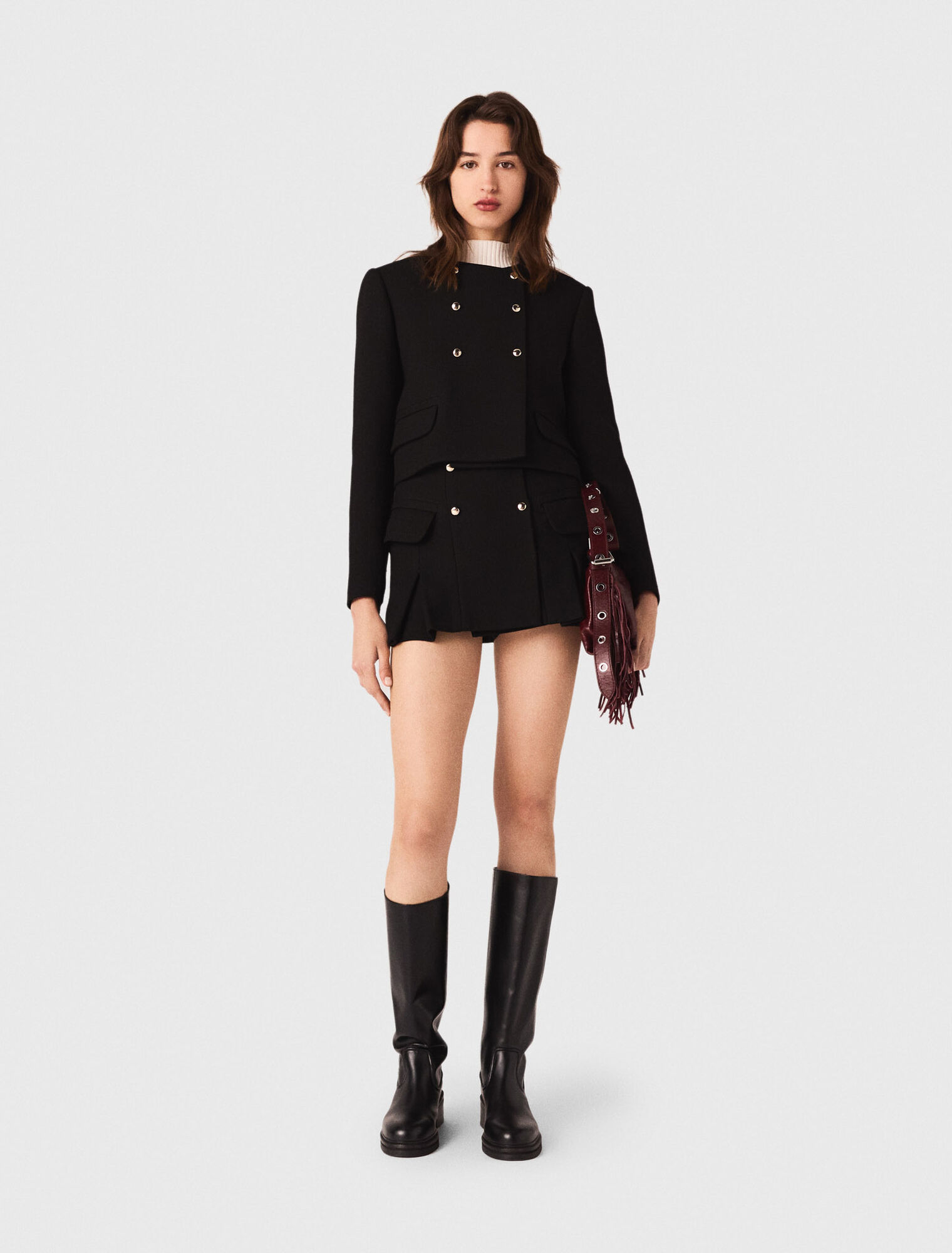 Short jacket with gold buttons