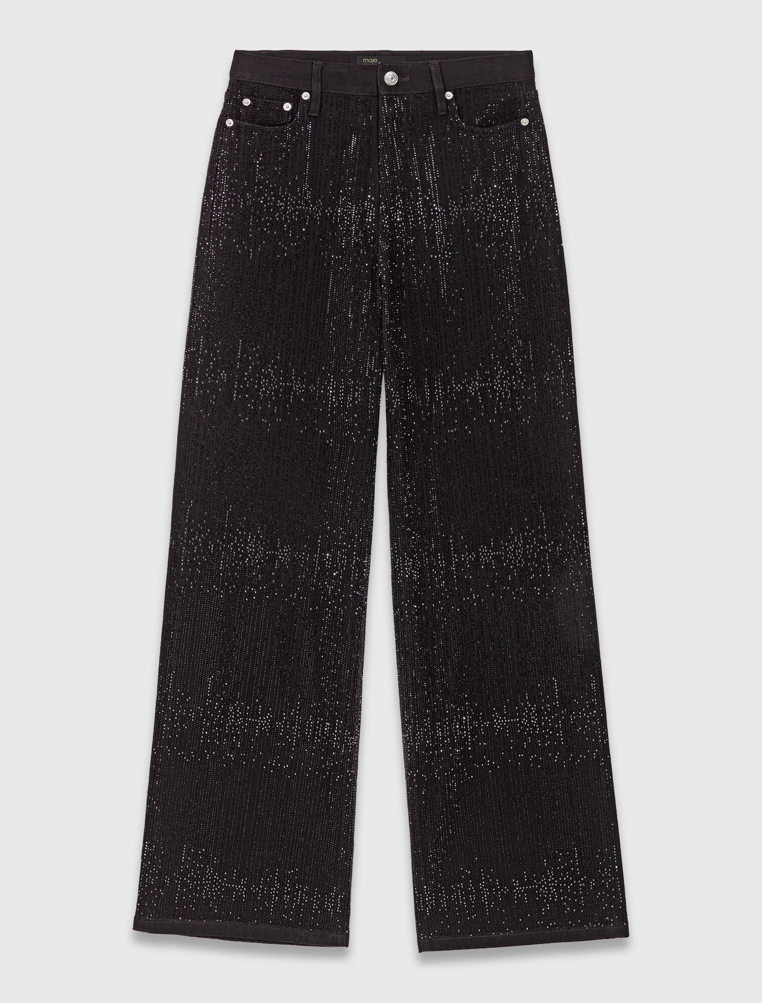 Wide-leg rhinestone jeans