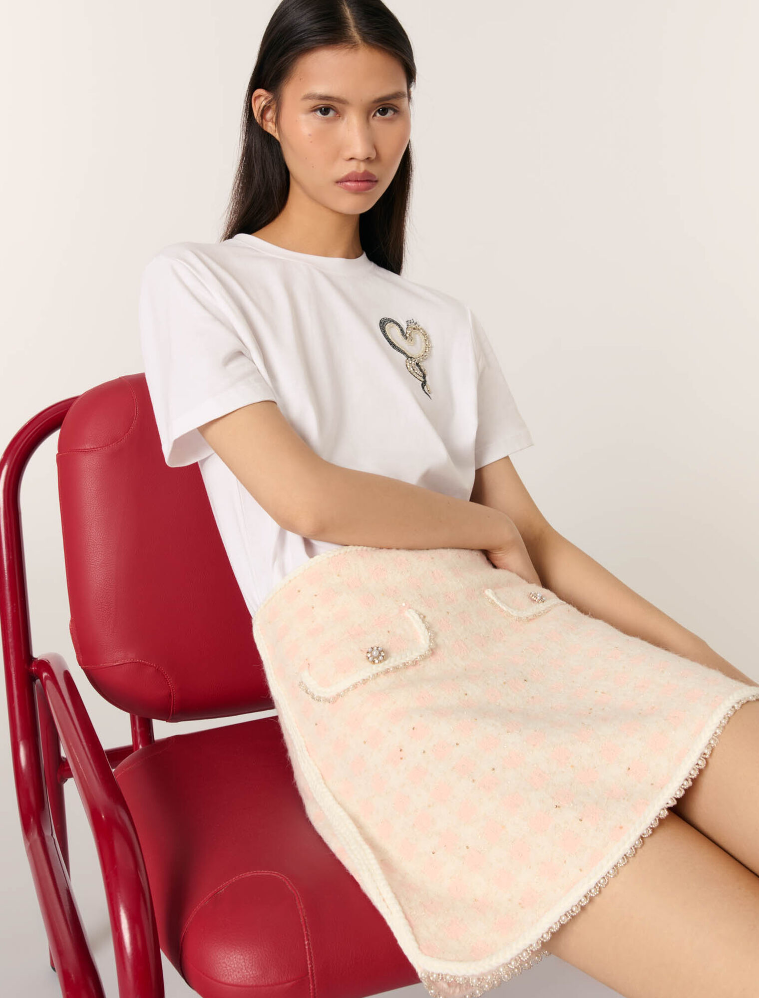 Short tweed-effect knit skirt Short tweed-effect knit skirt