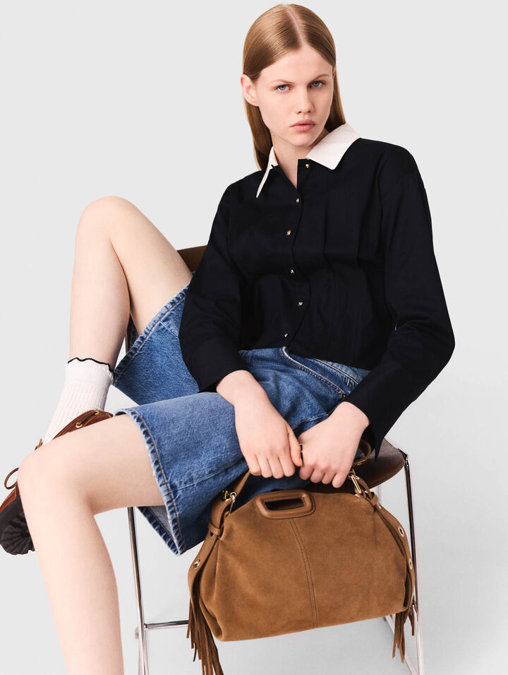 Cropped poplin shirt