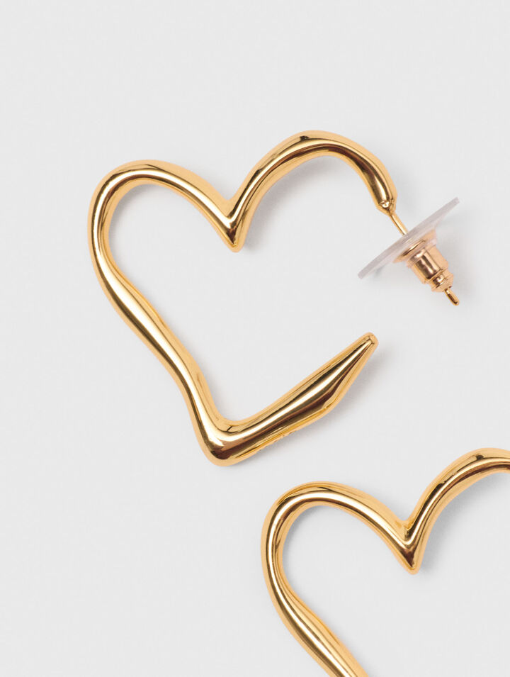 Gold-plated heart hoop earrings