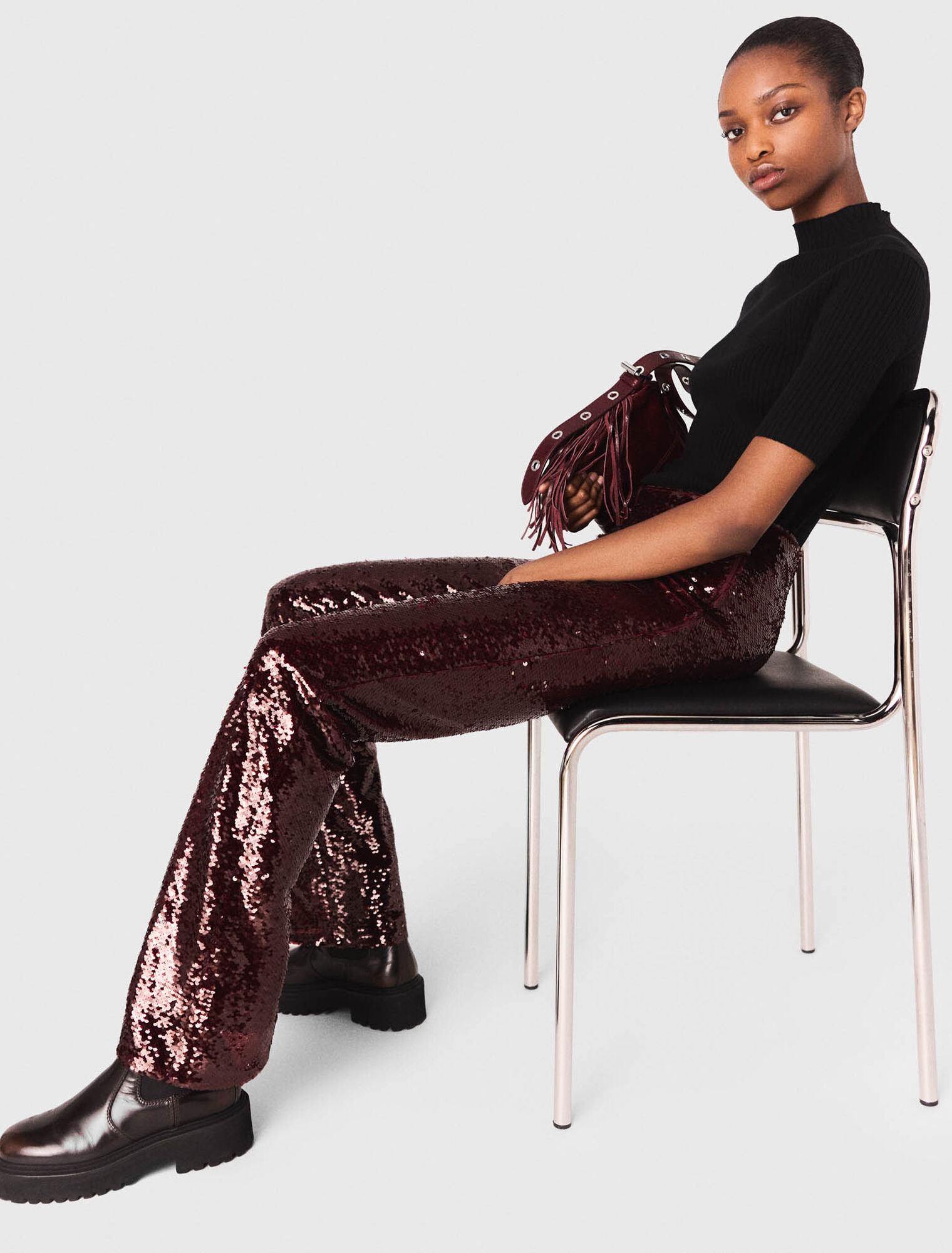 Sequin-embroidered trousers