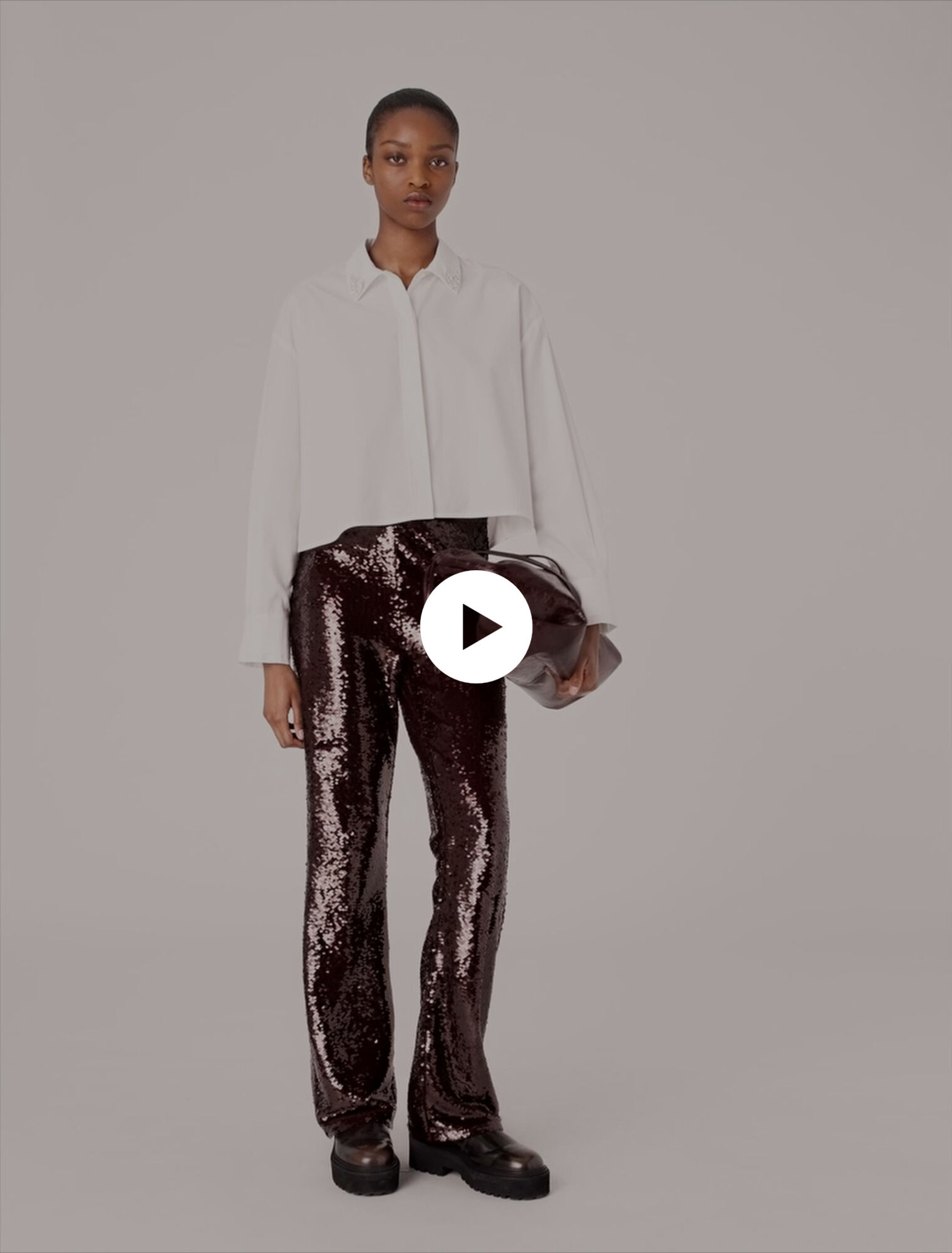 Cropped shirt with jewel detail