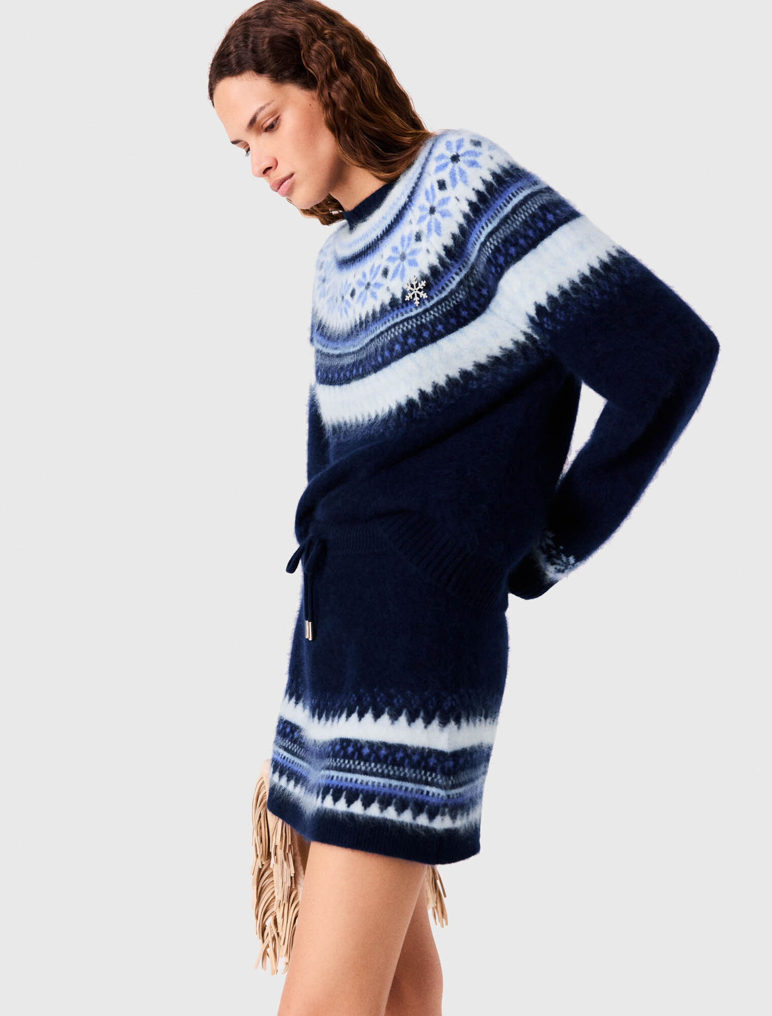 Short jacquard knit skirt