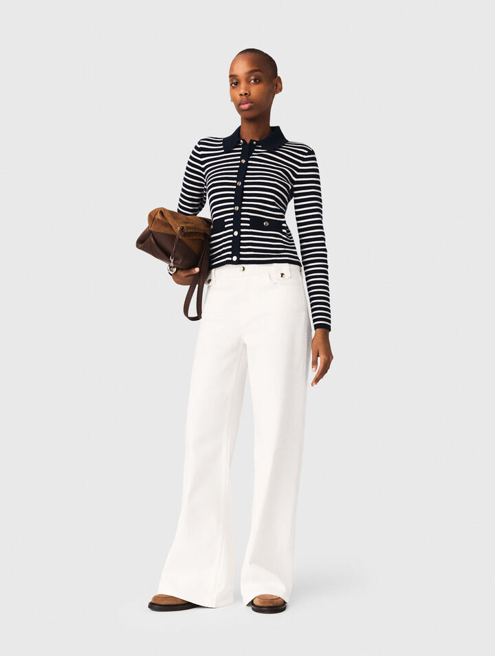 Striped polo cardigan