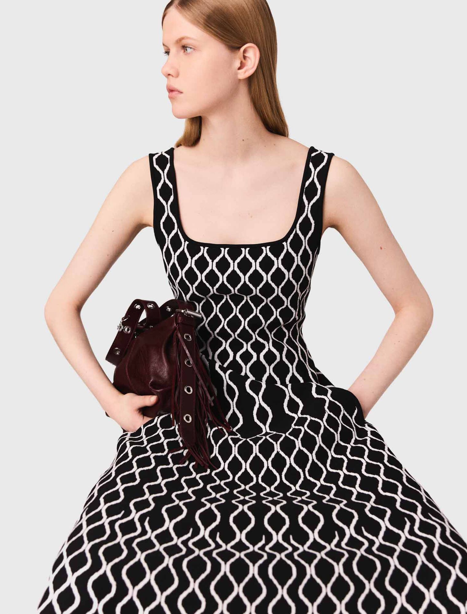 Jacquard knit midi dress