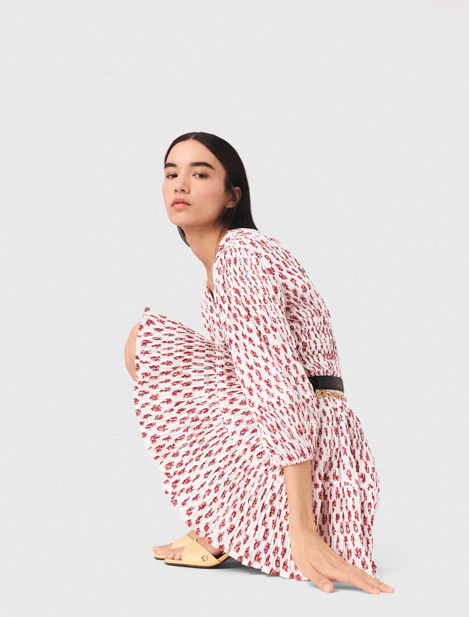 Patterned pleated dress