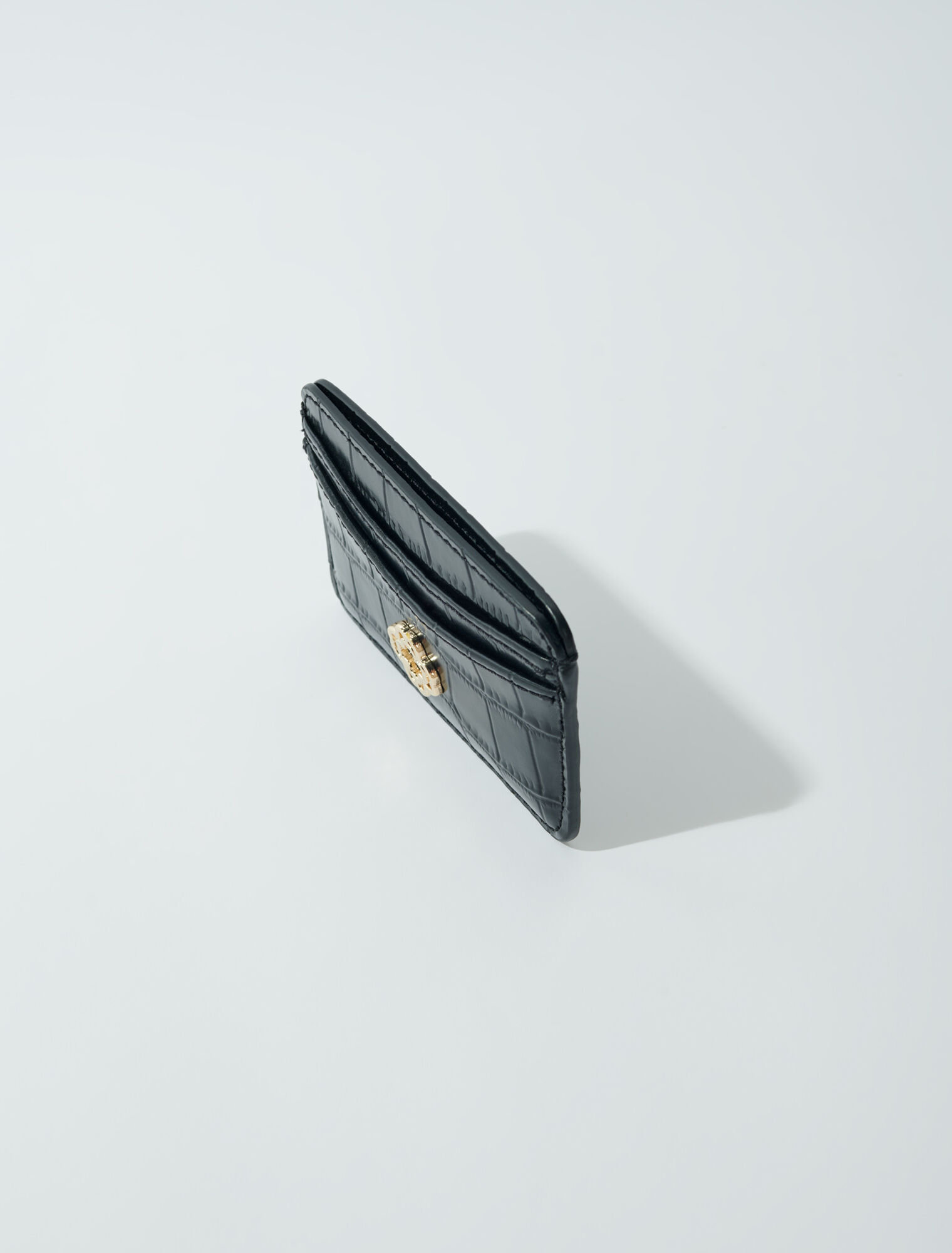 Mock croc embossed leather card case